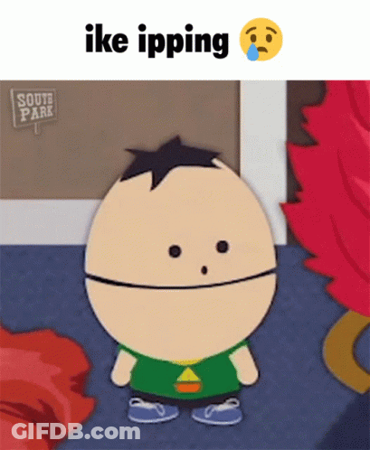 A Cartoon Character From South Park Is Standing In Front Of A Sign That Says South Park On It GIF