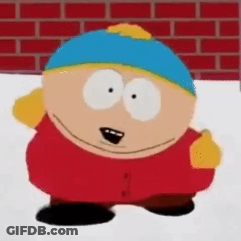 A Cartoon Character From South Park Is Standing In The Snow And Smiling . GIF