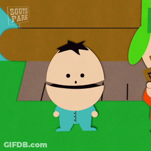 A Cartoon Character From South Park Is Standing On A Green Field GIF
