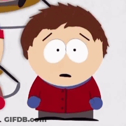 A Cartoon Character From South Park Is Wearing A Blue Glove . GIF
