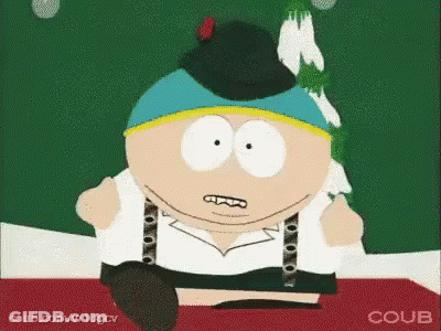 A Cartoon Character From South Park Is Wearing A German Outfit GIF