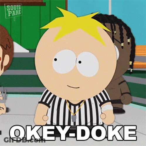 South Park Character Wearing Referee Uniform Says Okey-Doke GIF