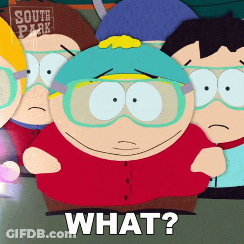 A Cartoon Character From South Park Is Wearing Goggles And Asking " What " GIF