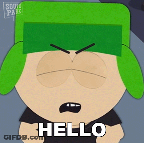 A Cartoon Character From South Park Says Hello With His Mouth Open GIF