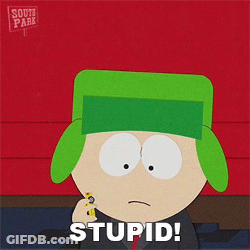 A Cartoon Character From South Park Says Stupid On The Bottom Right GIF