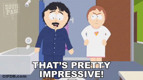 A Cartoon Character From South Park Says That 'S Pretty Impressive In A Bathroom GIF