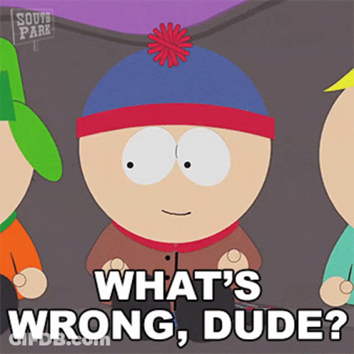 A Cartoon Character From South Park Says What 'S Wrong Dude GIF