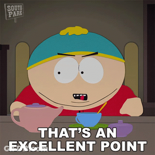A Cartoon Character From South Park Sits At A Table With Teapots And Cups GIF