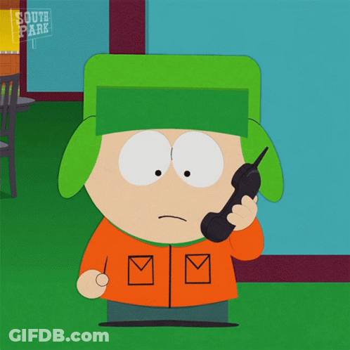 A Cartoon Character From South Park Talks On A Cell Phone GIF