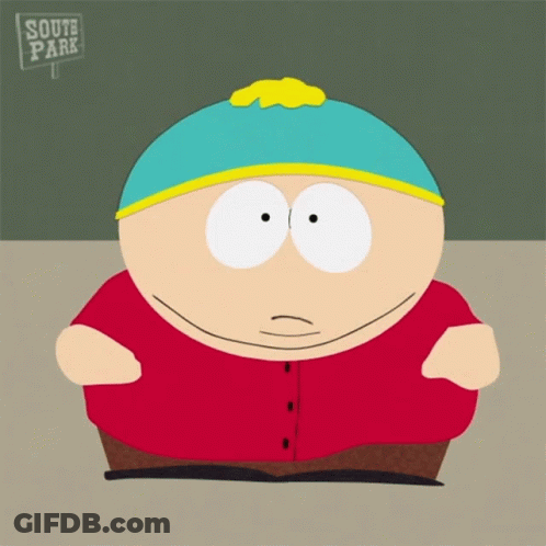 A Cartoon Character From South Park With A Sign Above Him That Says South Park GIF