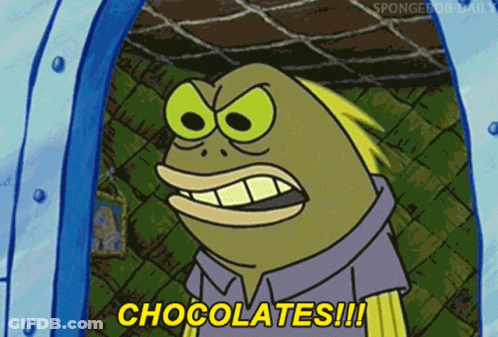 A Cartoon Character From Spongebob Daily Says Chocolates GIF
