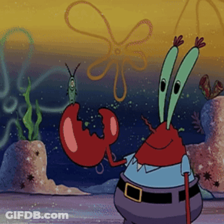 A Cartoon Character From Spongebob Is Holding A Crab GIF