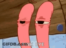 A Cartoon Character From Spongebob Squarepants Has A Pink Eye And Looks Like A Worm . GIF