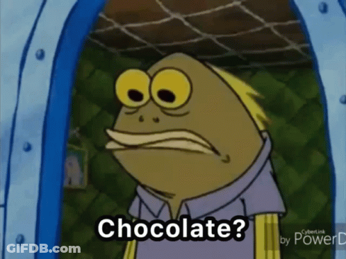 A Cartoon Character From Spongebob Squarepants Is Asking For Chocolate . GIF