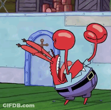 A Cartoon Character From Spongebob Squarepants Is Dancing In Front Of A Door . GIF