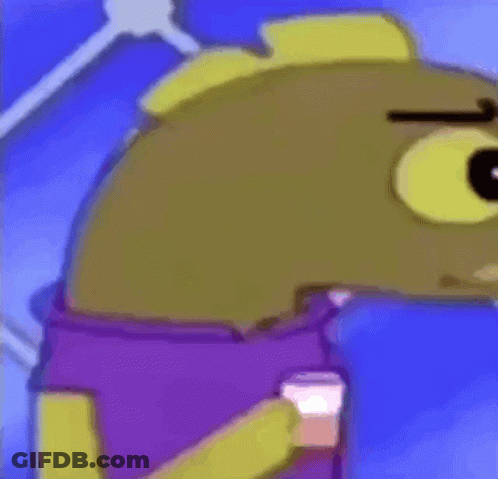 A Cartoon Character From Spongebob Squarepants Is Holding A Cup Of Liquid . GIF