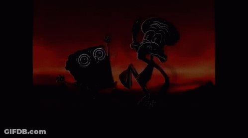 A Cartoon Character From Spongebob Squarepants Is Holding A Fish In His Claws GIF