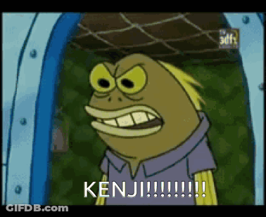 A Cartoon Character From Spongebob Squarepants Is Making A Funny Face And Saying Kenji !!! GIF