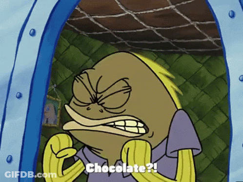 A Cartoon Character From Spongebob Squarepants Is Saying Chocolate GIF