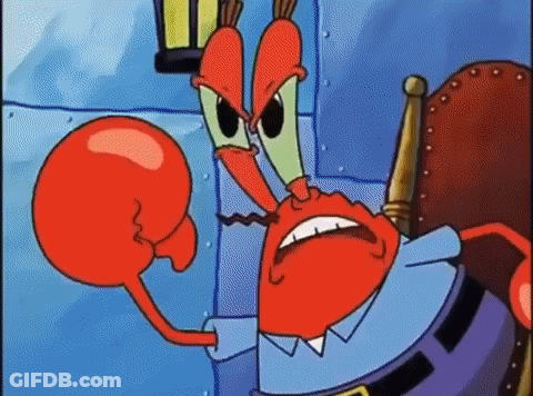 A Cartoon Character From Spongebob Squarepants Is Sitting In A Chair And Holding A Red Boxing Glove . GIF