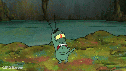 A Cartoon Character From Spongebob Squarepants Is Standing In The Water GIF