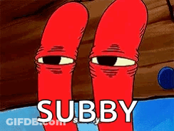 A Cartoon Character From Spongebob Squarepants Is Standing Next To A Wooden Plank And Says Subby . GIF
