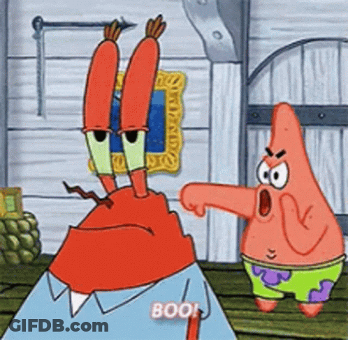 A Cartoon Character From Spongebob Squarepants Is Standing Next To Patrick Star . GIF