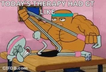 A Cartoon Character From Spongebob Squarepants Is Stretching A Rubber Band Around Another Cartoon Character . GIF
