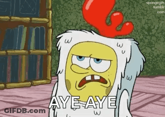 A Cartoon Character From Spongebob Squarepants Is Wearing A Chicken Costume And Saying Aye Aye . GIF