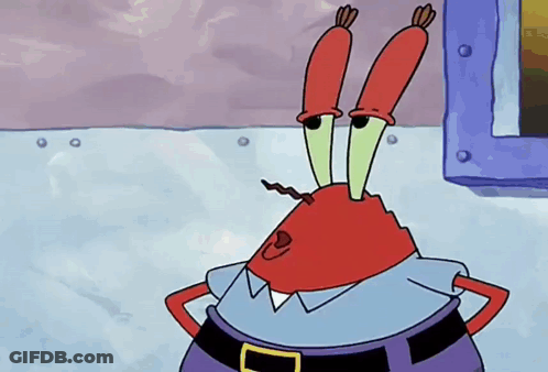 A Cartoon Character From Spongebob Squarepants Is Wearing A Purple Belt And A White Shirt . GIF