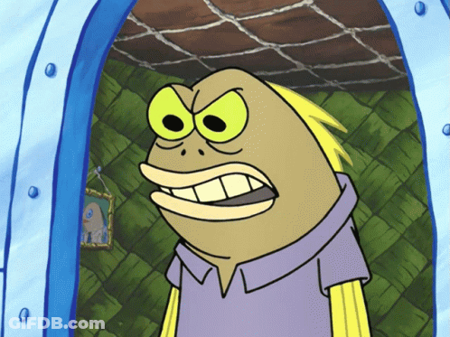 A Cartoon Character From Spongebob Squarepants Looks Angry GIF