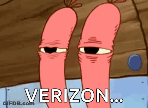 A Cartoon Character From Spongebob Squarepants Says Verizon . GIF