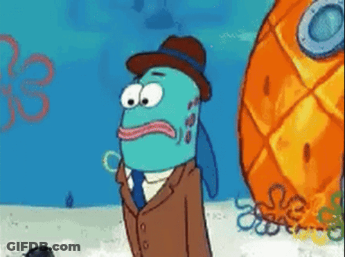 A Cartoon Character From Spongebob Squarepants Wearing A Suit And Tie Is Standing Next To A Pineapple . GIF