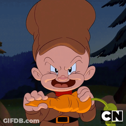 A Cartoon Character From The Cartoon Network Is Holding A Carrot GIF