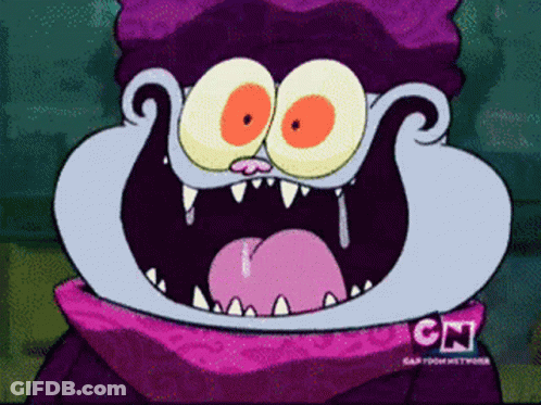 A Cartoon Character From The Cartoon Network Shows His Mouth Open GIF