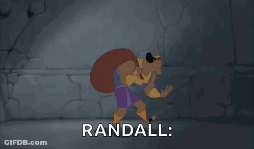 A Cartoon Character From The Emperor 'S New Groove Is Holding A Bag And Says Randall GIF