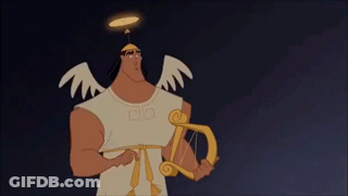 A Cartoon Character From The Emperor 'S New Groove Is Holding A Bow And Arrow And Has Wings On His Head . GIF