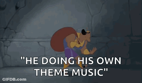 A Cartoon Character From The Emperor 'S New Groove Says He Is Doing His Own Theme Music GIF