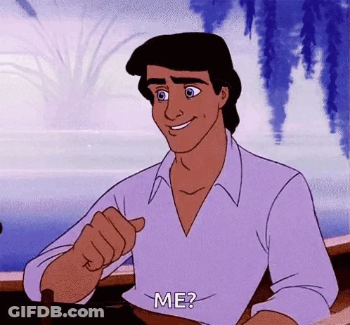 A Cartoon Character From The Little Mermaid Is Pointing At The Camera And Asking Me ? GIF