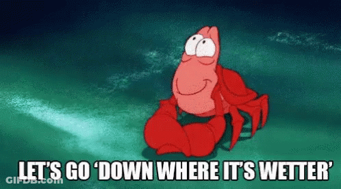 A Cartoon Character From The Little Mermaid Says Let 'S Go Down Where It 'S Wetter ' GIF