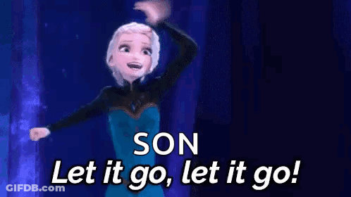 A Cartoon Character From The Movie Frozen Is Dancing And Saying `` Son Let It Go , Let It Go '' . GIF