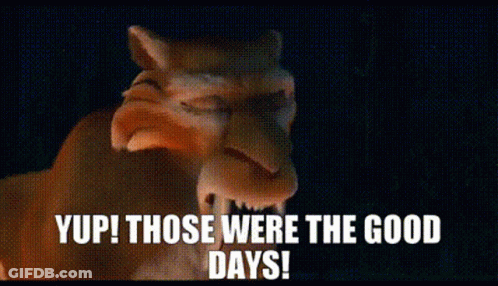 A Cartoon Character From The Movie Ice Age Is Saying Yup ! Those Were The Good Days ! GIF