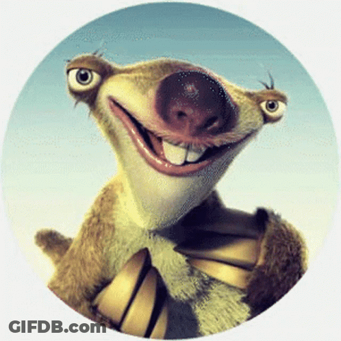 A Cartoon Character From The Movie Ice Age Is Smiling For The Camera GIF