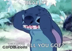 A Cartoon Character From The Movie Lilo And Stitch Is Covering His Face With His Hands . GIF