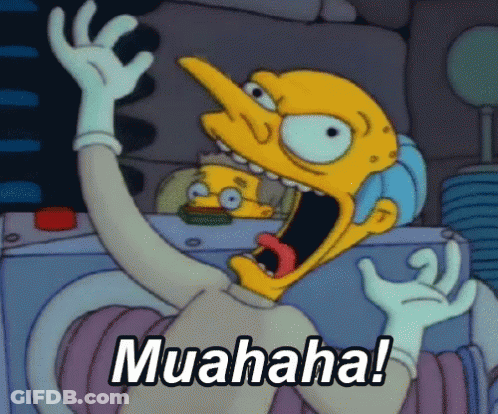 A Cartoon Character From The Simpsons Is Screaming And Saying Muahaha GIF