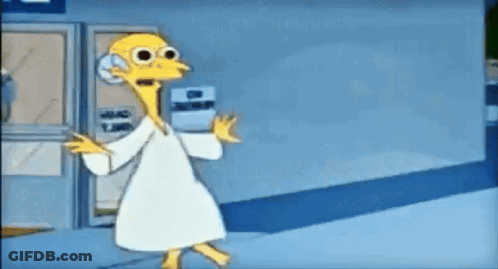 A Cartoon Character From The Simpsons Is Standing In A Hallway Holding A Box . GIF
