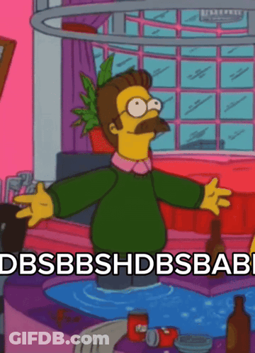A Cartoon Character From The Simpsons Is Standing In A Pool Of Water With The Words Dbsbbshdbsbab Written Below Him GIF