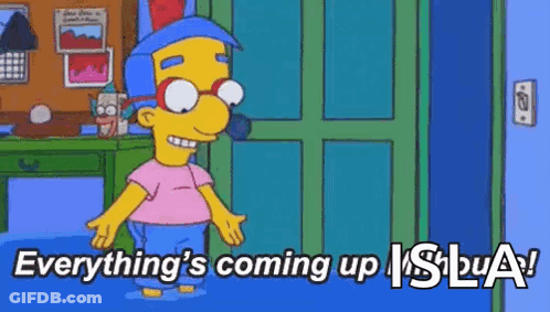 A Cartoon Character From The Simpsons Is Standing In Front Of A Door And Says `` Everything 'S Coming Up ! '' GIF