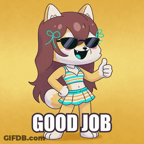 A Cartoon Character Giving A Thumbs Up And The Words Good Job GIF