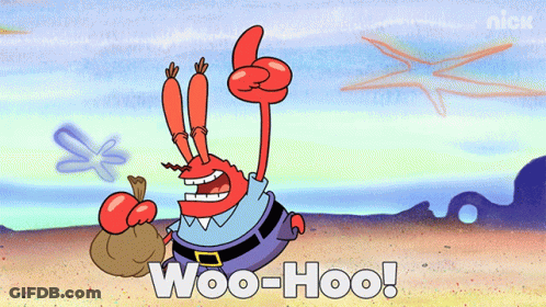 A Cartoon Character Giving A Thumbs Up And The Words Woo-Hoo On The Bottom GIF